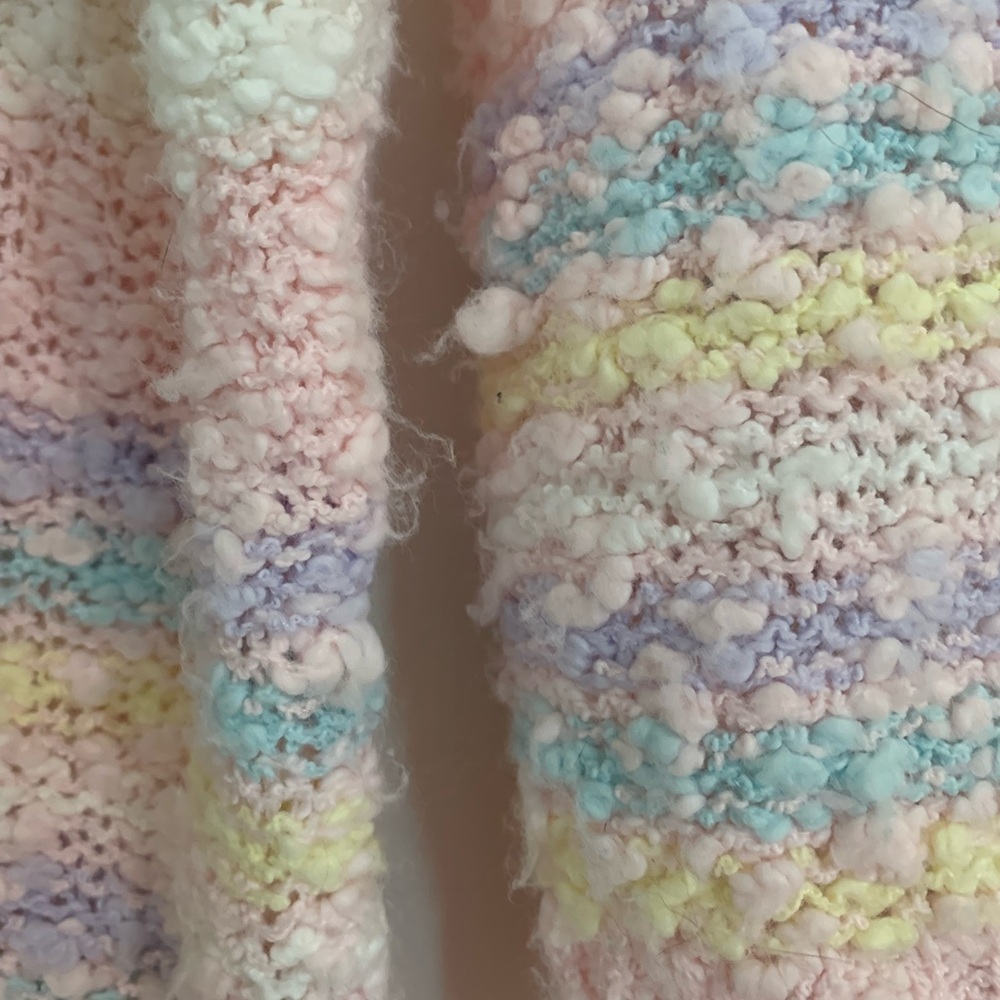 Vintage Pastel Striped Chunky Knit Women's Sweater Cozycore - Picture 4 of 6